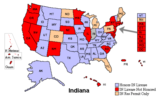 US concealed-carry reciprocity map